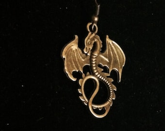 Dragon Earring for Men, Men's Dragon Earring, Dragon Jewelry, Bronze Dragon Earring, Men's Jewelry, Earring for Men