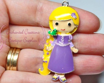 2" Rapunzel With Pasqual Inspired Charm, Tangled Inspired, Chunky Pendant, Keychain, Bookmark, Zipper Pull, Chunky Jewelry, Purse Charm