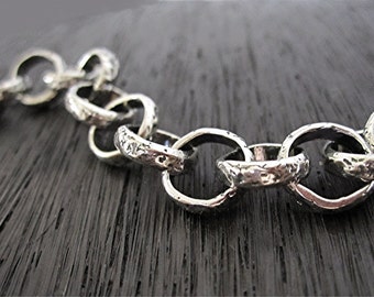 Textured Artisan Sterling Silver Rolo Link Chain (multiple lengths available) (A)