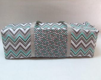 Carrying Case for the Cricut Explore, Explore Air 1 & 2, Brother ScanNCut, Cricut Expression 2 , Silhouette Cameo 3 / Gray and Mint Chevron