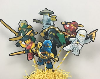 NINJAGO Birthday Set of 6 Centerpiece Picks (Double-Sided) Cake Toppers / Birthday Party / Decorations / Supplies / Decor