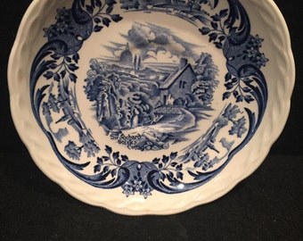 Saffordshire England Demitasse Saucer, W.H. Grindley Scenes After Constable Blue and White / Vintage Saucer / Demitasse Saucer