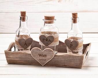 Sand Ceremony Set Wedding Unity Sand Ceremony Unity Sand Set Rustic Personalized Wedding Unity Ceremony Set Unity Sand Holder Wedding Unity