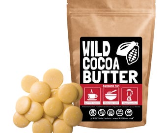 Raw Cocoa Butter by Wild Foods, Fair Trade, Organically Grown, Unrefined, Non-Deodorized, Food Grade Wafers
