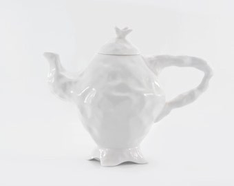 White Ceramic Teapot, Porcelain Teapot