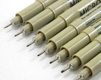 8pcs Sakura Pigma Micron Fine Line Pen 005 01 02 03 04 05 08 BRUSH Art Supplies