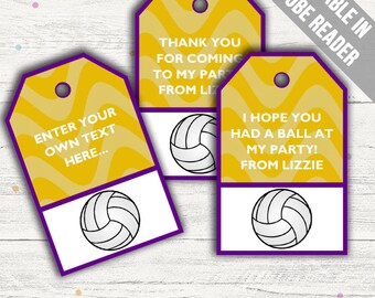 Volleyball Tag Volleyball Party Favor Tags Volleyball