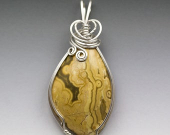 Orbicular Sea Ocean Jasper Sterling Silver Wire Wrapped Pendant - Ready to Ship!