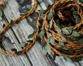 1 yard . Red Head Leaf Twine . Rustic Leaf Ribbon . Christmas Gift Wrap . Gift Wrapping Ideas . Flower Crown Vine . DIY Wedding Headpiece
