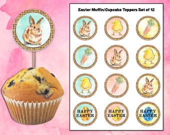 Watercolor Easter Muffin/Cupcake toppers