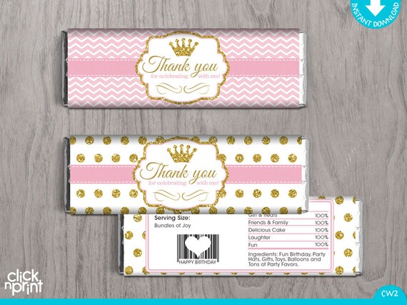 pink and gold print yourself candy bar wrappers printable hersheys wrapper