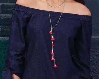 Tassel necklace, multi strand necklace - Elham