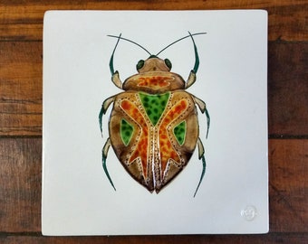 Beetle Handmade Ceramic Tile Trivet