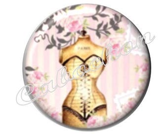 1 cabochon 25mm glass pink strapless fashion tone