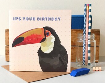 Toucan Birthday Card - Toucan Card - Birthday Card - Toucan Greeting Card - Bird Card - Tropical Bird Card - Toucan - Bird