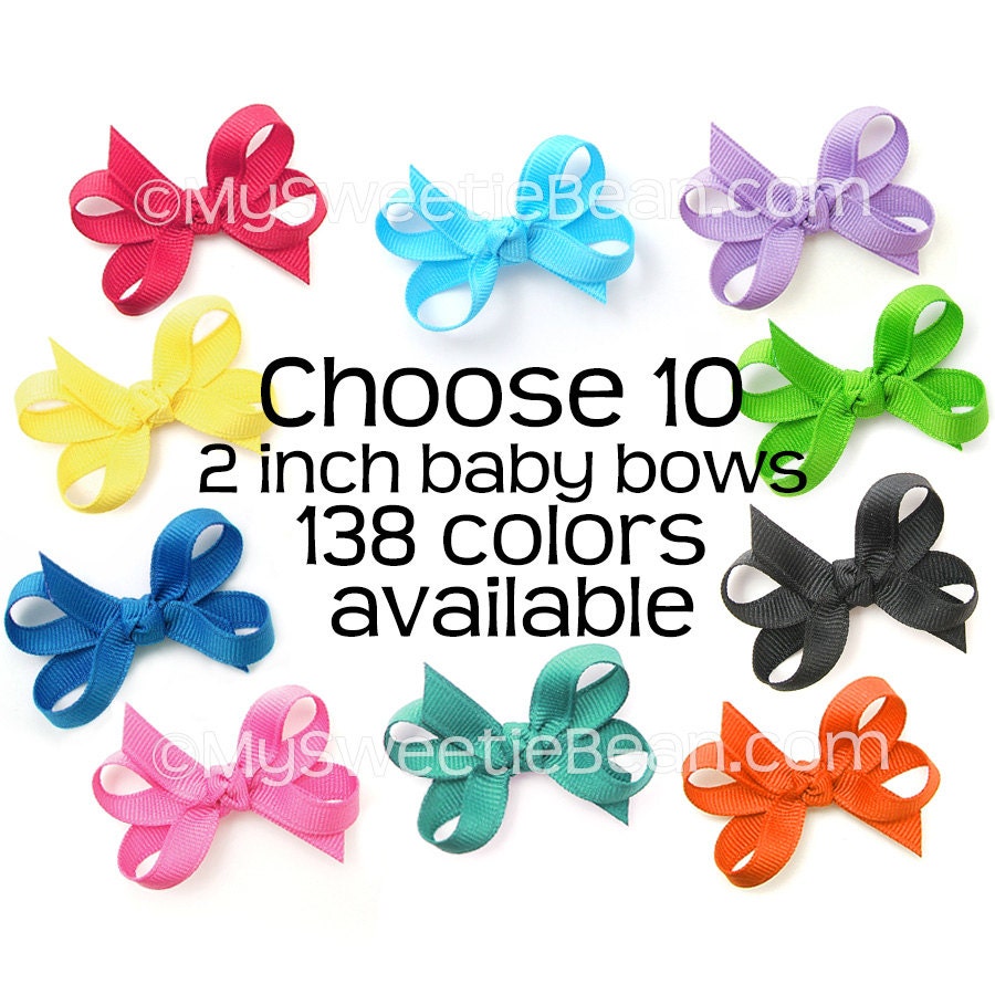 Bows for Babies Set of 10 Baby Bows 138 Colors 2 Inch Bows