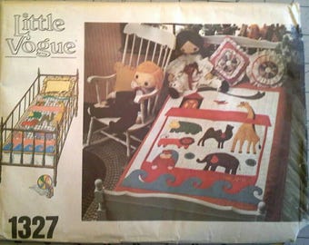 Noah's Ark Crib or Twin Bed Quilt Pattern with Transfers Little Vogue 1327
