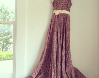 GUNNE SAX bohemian long sun dress spaghetti straps pearl buttons