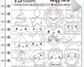 Christmas Stamp 80OFF COMMERCIAL USE Digi Digital Image Digistamp Coloring Page Graphic Santa
