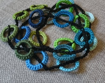Blue-Green Handmade Crochet Necklace