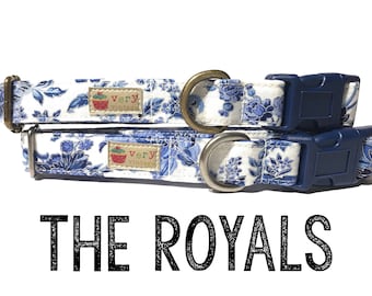 Vintage Dog Collar - Floral Dog Collar - Girl Dog Collar - Shabby Chic Dog Collar - Antique Metal Hardware - "The Royals"