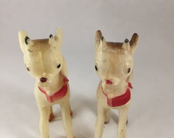 Vintage Hard Plastic Reindeer/Rudolph - Pair (2)