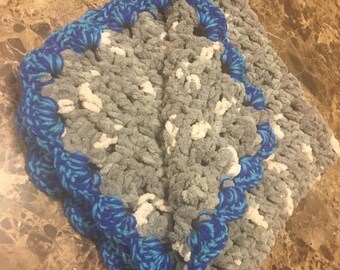 Newborn grey and blue blanket
