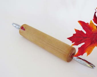 Vintage CHROME Handle ROLLING PIN - Like New with Maple Hardwood / 1960's / Kitchen Decor Mid-Century Kitchen Item / Gourmet Chef / Foodies