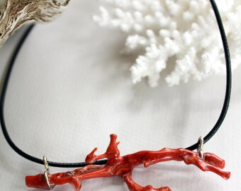 Australian Red Coral Pendant, necklace