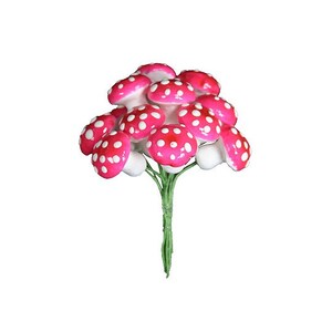 Mushrooms Germany 12 Bright Pink Spun Cotton Mushrooms 18mm