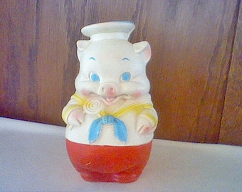 Vintage Edward Mobley Co 1958 Sailor Pig rubber squeak baby toy mfg by Arrow Rubber & Plastic Corp