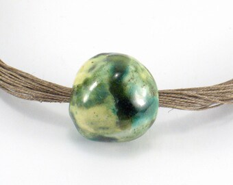 Handmade Ceramic Necklace, linen necklace, Ceramic Jewelry, gift for her, unique hand formed Pendant, eco jewelry, one of a kind Necklace