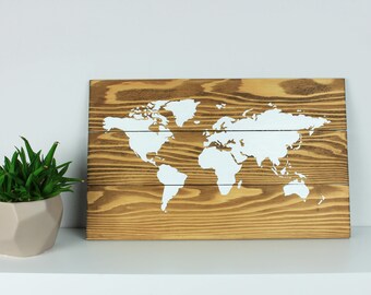 world map on wood rustic wall decor rustic world map map on reclaimed