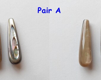 Paua Abalone Half drilled Teardrops 8x30 mm One Pair Perfect for earrings K5914