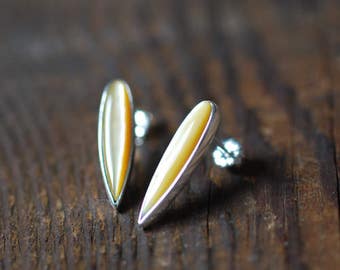 Sunshine Yellow Studs Mother of Pearl Pointed Studs