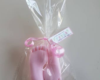 Figuras de jabón en forma de pie de bebé. Bautizo, baby Shower.