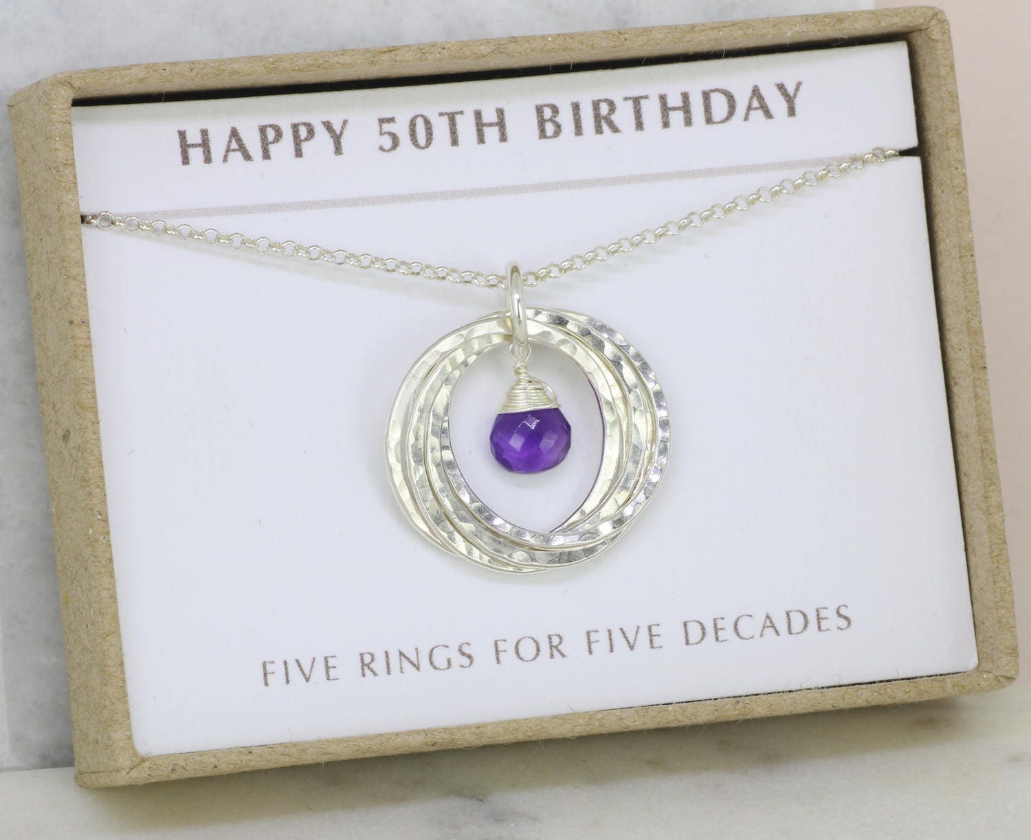 50th birthday gift for her amethyst necklace for 50th