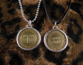 Boston Subway "T" Token Pendant