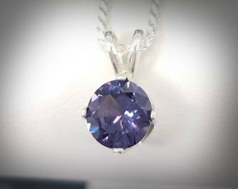 Alexandrite Necklace Silver Pendant Lab Created Color Change Jewelry 1.8 CTW June Birthstone Birthday Bridal Wedding Anniversary Gift P32N