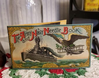 1950s ARMY and NAVY NEEDLE Case, 50s sewing needle cases, sewing needle case, needle case, sewing needle cases, sewing needles, army navy