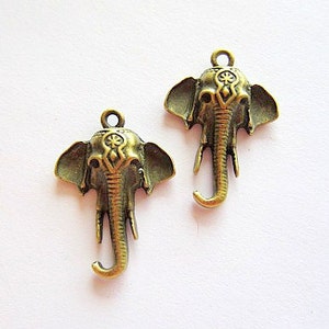 6 Elephant pendant jewelry charms antique bronze metal earring dangles ethnic charms (BB6)