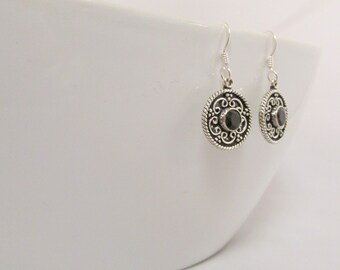 Sterling Silver Black Onyx Dangle Drop Earrings