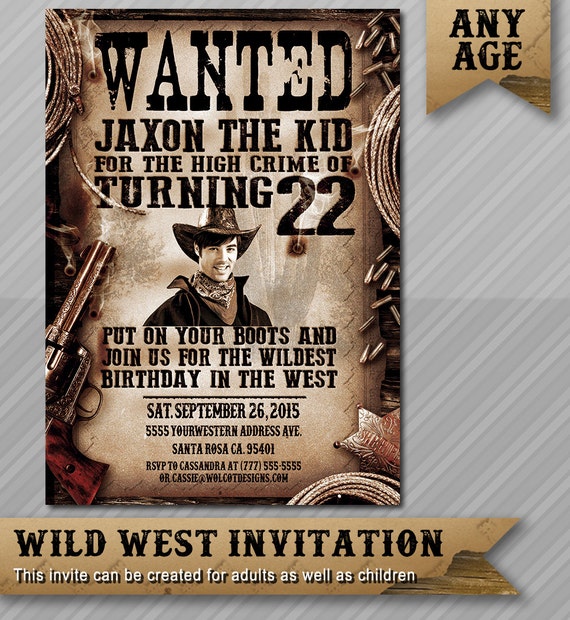 Wanted Invitation Cowboy Invitation Western Invitation