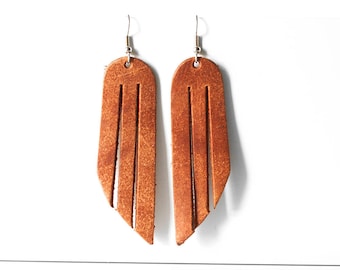 Leather Earrings / Fringe / Clay