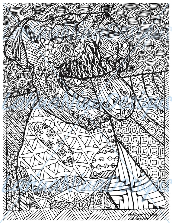 zentangle dog adult coloring page instant download