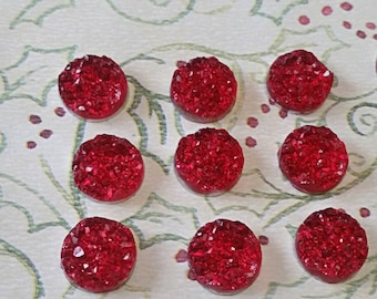 12mm Ruby Red Ice Faux Druzy