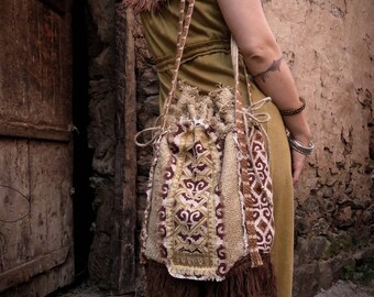 Gypsy Earthy bag with Tribal print 4 pockets Purse shoulder bag