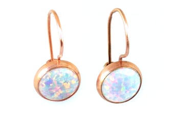 White Opal Earrings | Opal Dangle Earrings | Rose Gold Dangle Earrings | Opal Earrings | Rose Gold Earrings | Gold Dangle Earrings