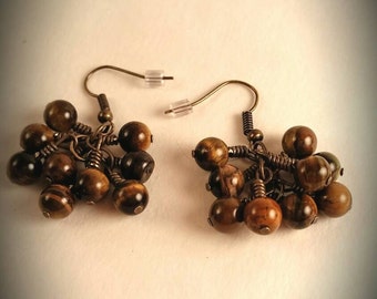 Tiger's Eye Cluster Earrings