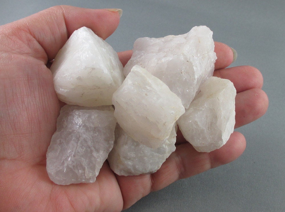 3 Raw White Quartz Crystals Snow Quartz Healing Crystals